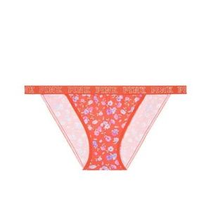 Victoria's Secret PINK Logo Bikini Panty Obviously Orange Wildflower XS NEW